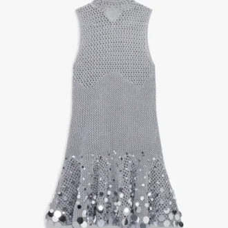 Silbernes Mini-Kleid mit Häkelspiegel