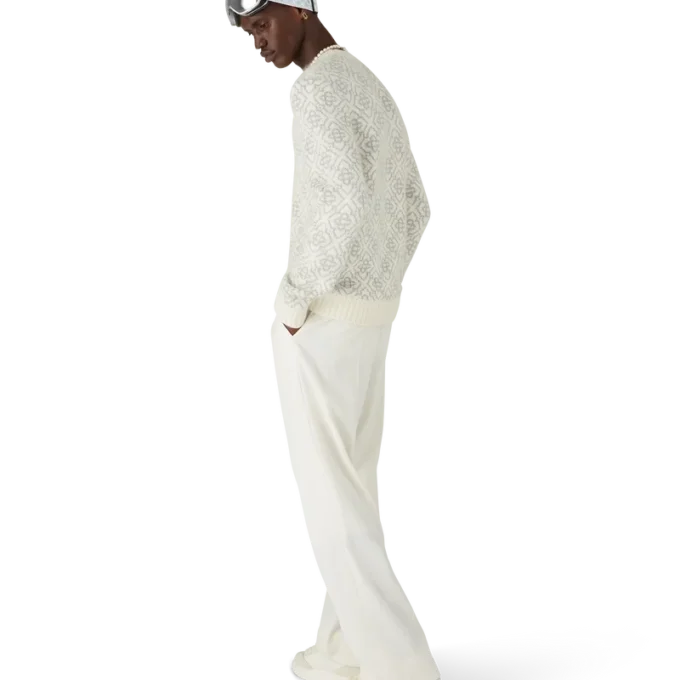 Silbernes Monogramm aus Mohair-Mischung mit Rundhalsausschnitt Silbernes Monogramm aus Mohair-Mischung mit Rundhalsausschnitt