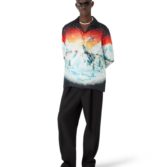 Ski Lake Langarmhemd aus Seidentwill