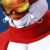 Rote & orangefarbene Ski-Brille mit Farbverlauf