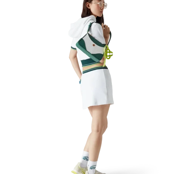 Strukturiertes, verkürztes Tennis-Kapuzenshirt aus Velours