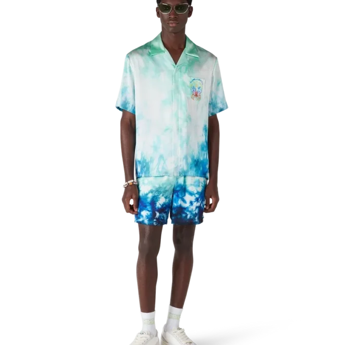 Surf Lotus Kurzarm-Seidenhemd