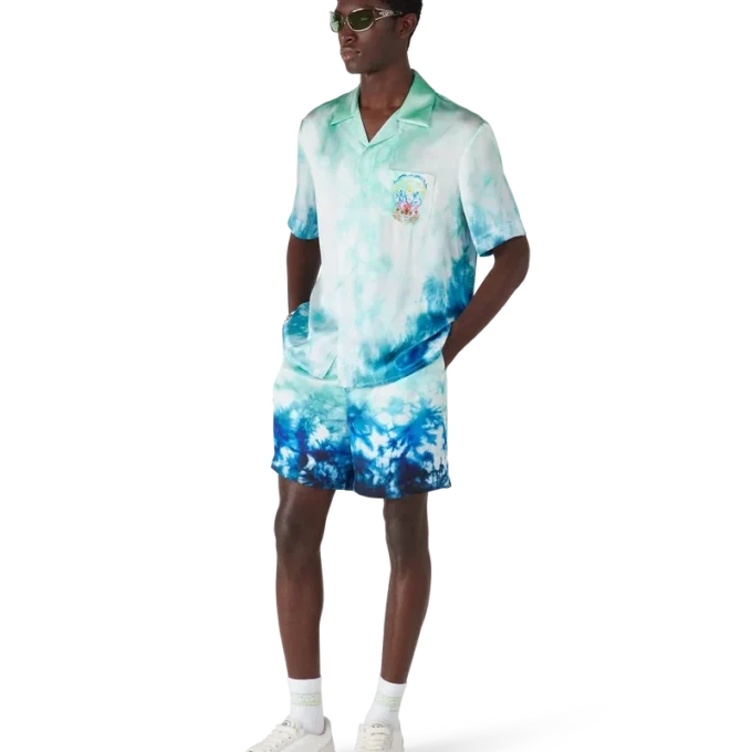 Surf Lotus Kurzarm-Seidenhemd