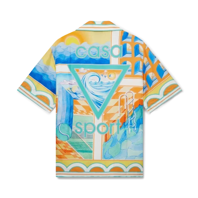 Surreal Pool Kurzarm-Seiden-Shorts