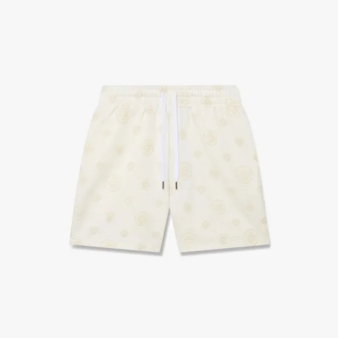 Sweatshorts mit cremefarbener Monogramm-Applikation
