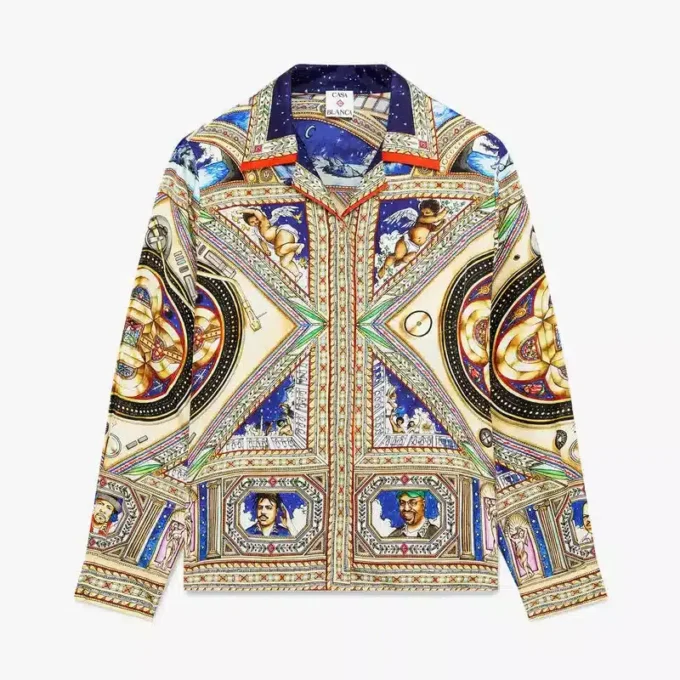 Take Me to Church Langarm-Seidenhemd mit Kubanerkragen