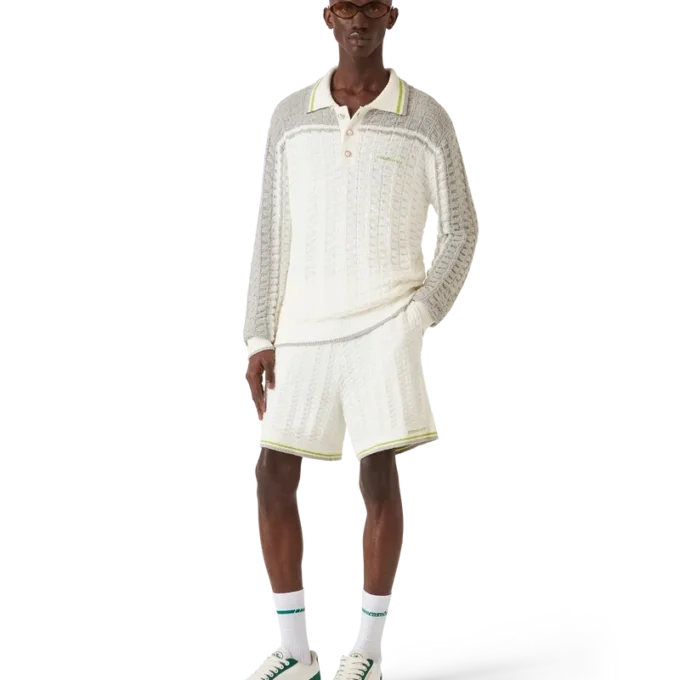 Tennis Bouclé Langarm-Poloshirt