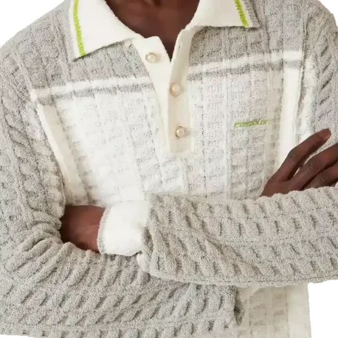 Tennis Bouclé Langarm-Poloshirt