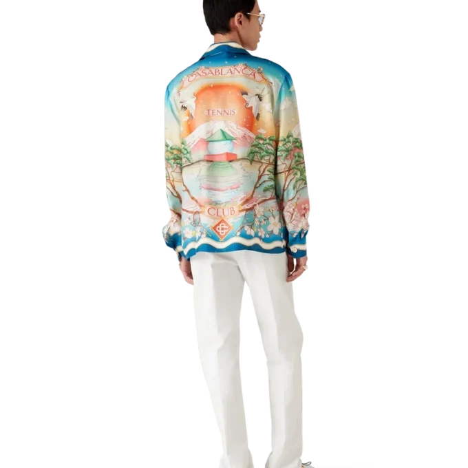 Tennis Club Langarm-Seidenhemd