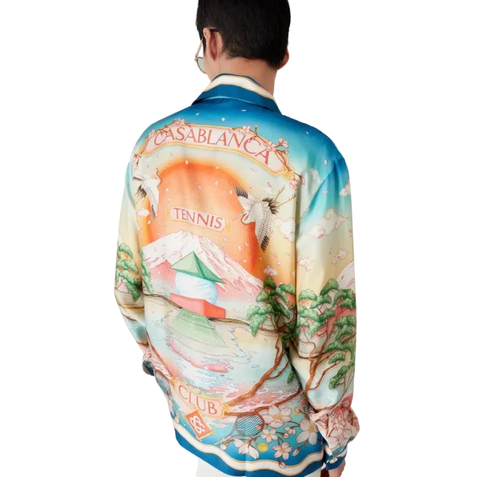 Tennis Club Langarm-Seidenhemd