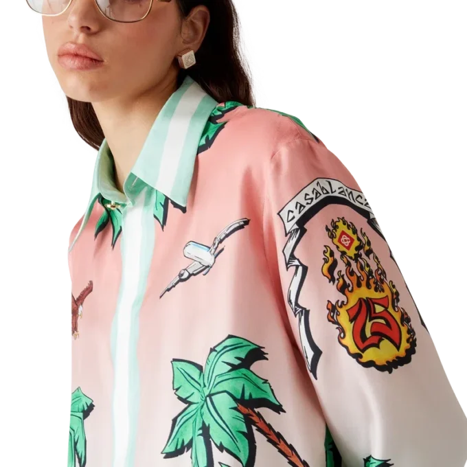 Tennis Club Langarm-Seidenhemd