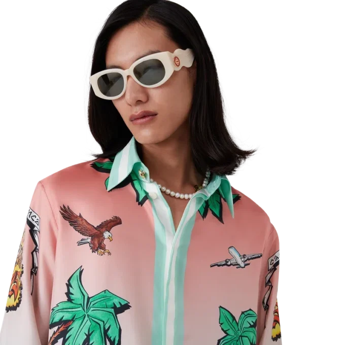 Tennis Club Langarm-Seidenhemd