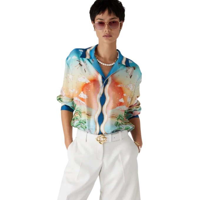 Tennis Club Seidenhemd mit langen Ärmeln