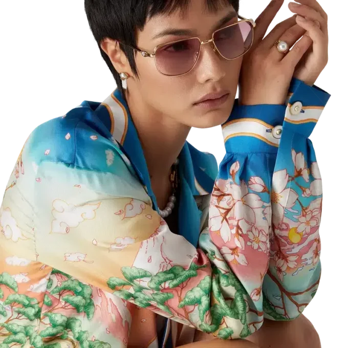 Tennis Club Seidenhemd mit langen Ärmeln