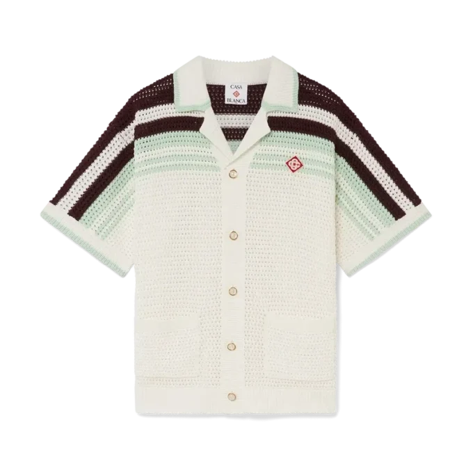 Tennis-Häkelhemd aus Baumwolle mit kurzen Ärmeln