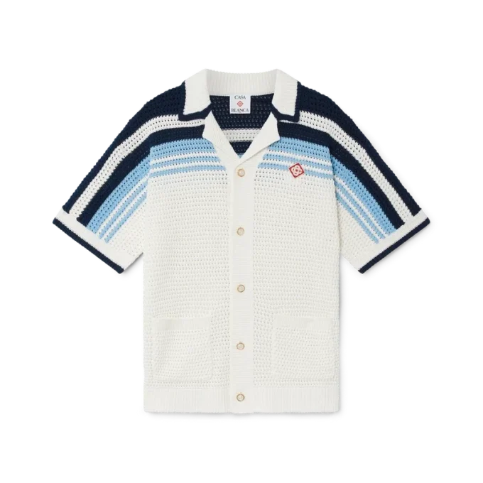 Tennis-Häkelhemd aus Baumwolle mit kurzen Ärmeln