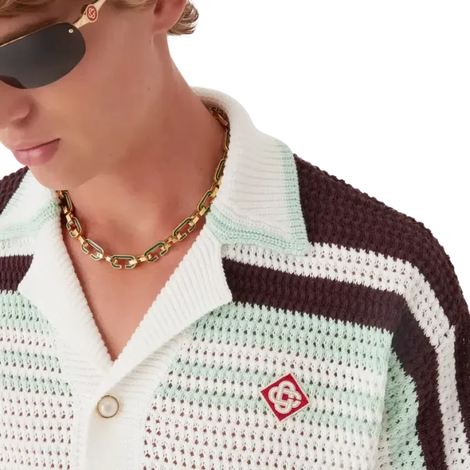 Tennis-Häkelhemd aus Baumwolle mit kurzen Ärmeln