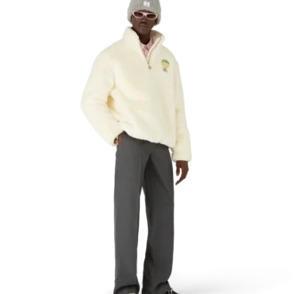 Tennis-Maskottchen-Jacke mit Viertelreißverschluss und Kunstfell