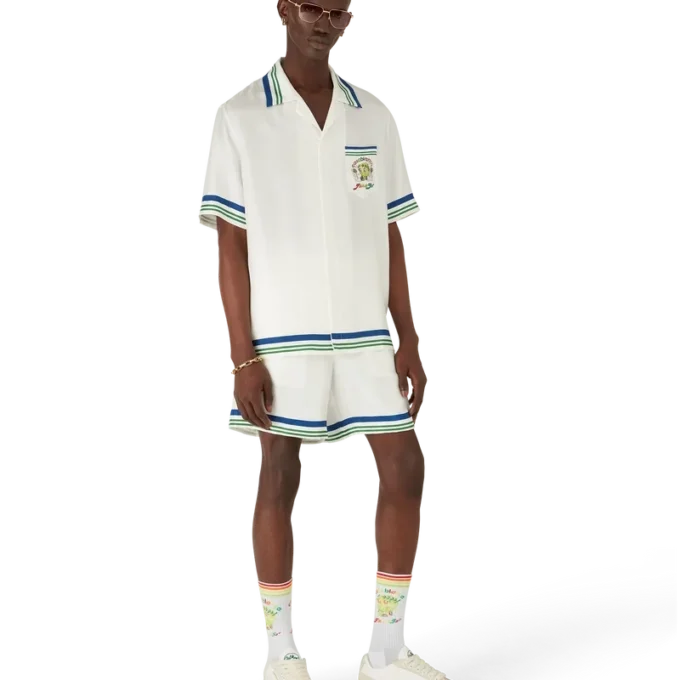 Tennis-Maskottchen-Kurzarm-Shorts aus Seidentwill