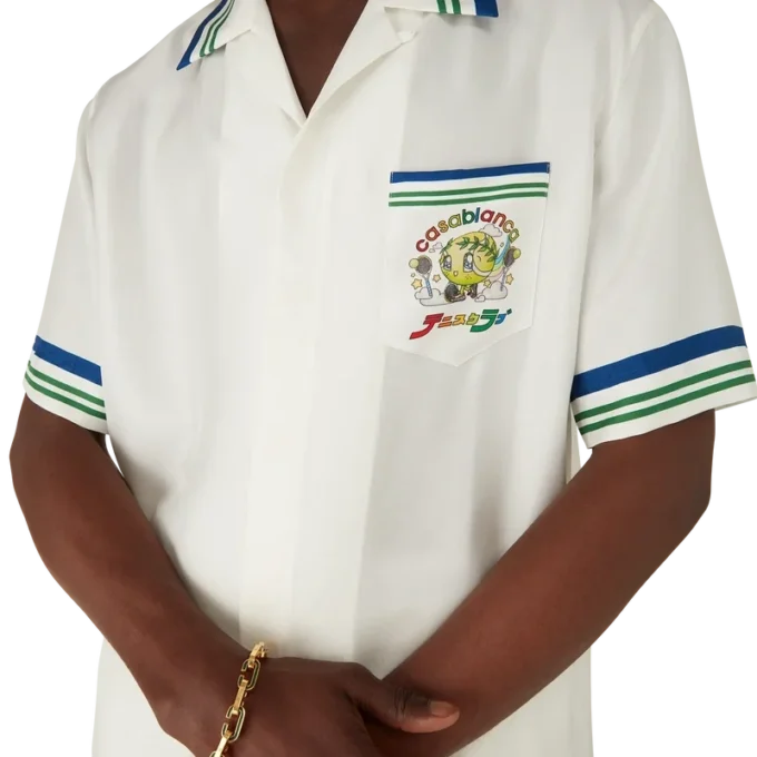 Tennis-Maskottchen-Kurzarm-Shorts aus Seidentwill