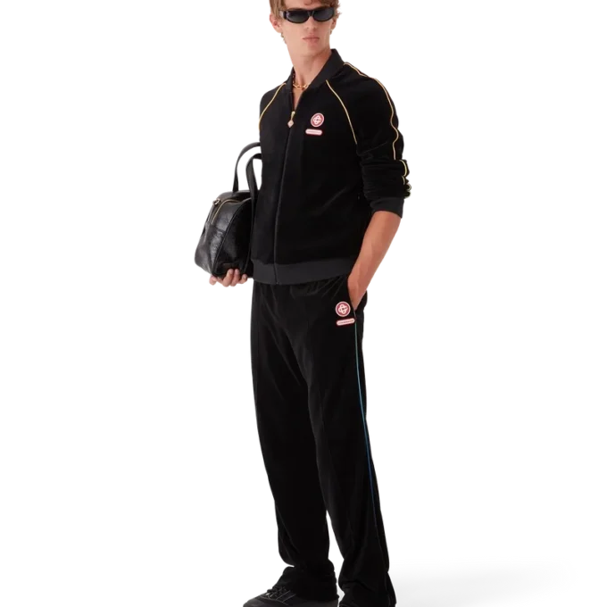 Trainingsjacke aus Velours mit Farbverlaufspaspel