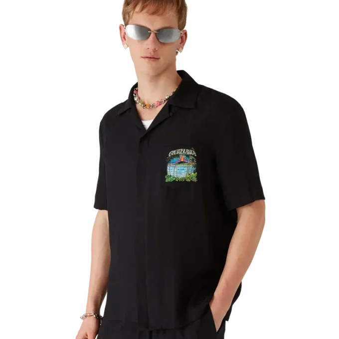 Volcano Kurzarm-Jacquard-Klassiker-Shirt