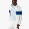 Weiß-blau gestreifte Mesh-Trainingsjacke
