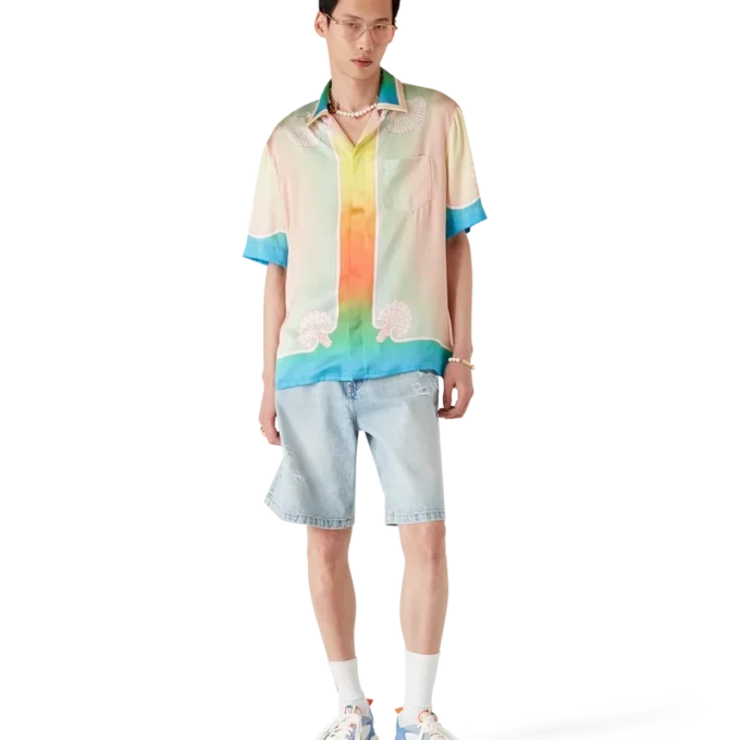 Weiß-blauer Court-Sneaker für Herren