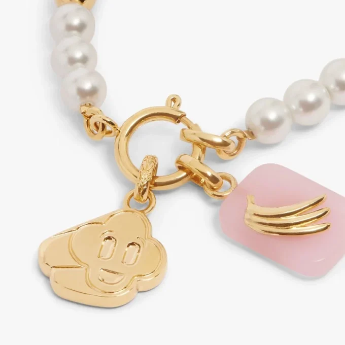 Weiß-goldenes Icon-Perlenarmband