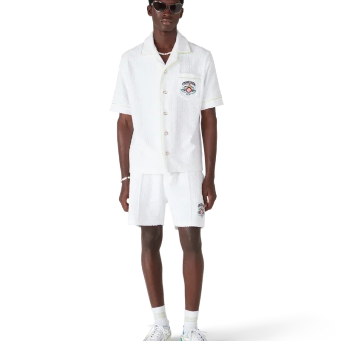 Weiße Frottee-Shorts