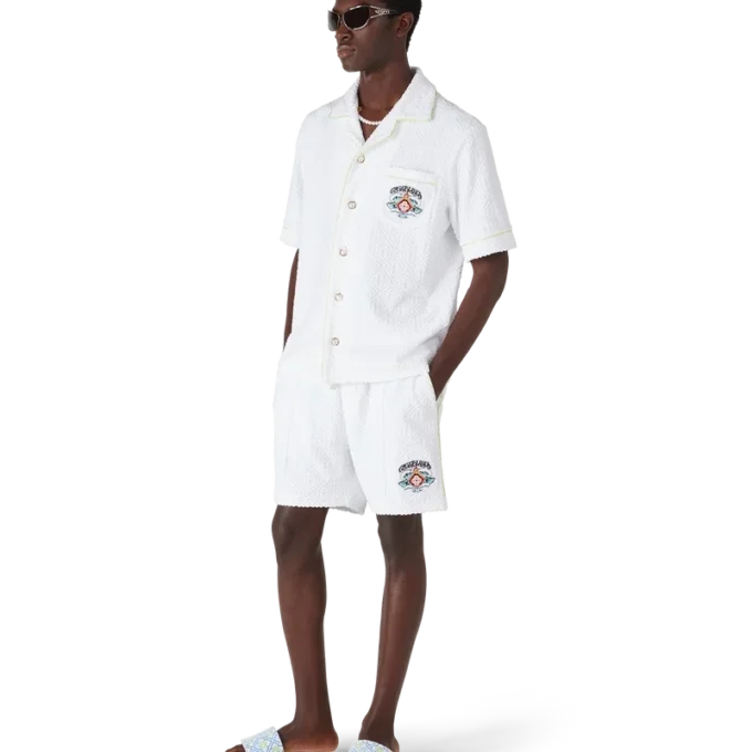 Weiße Frottee-Shorts