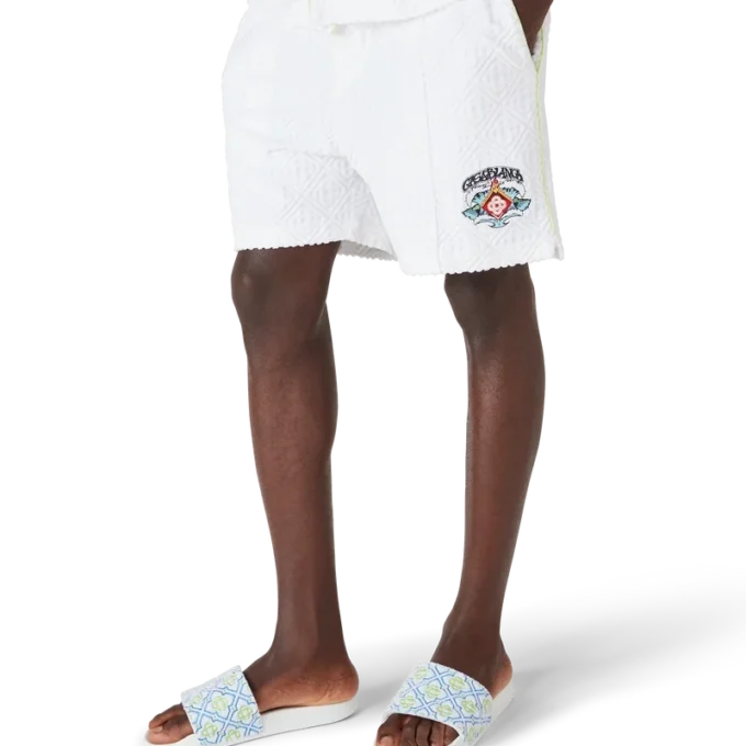 Weiße Frottee-Shorts