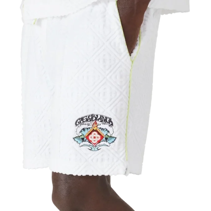 Weiße Frottee-Shorts