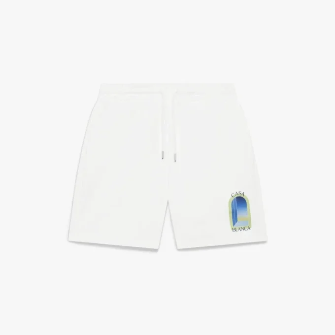 Weiße L’arche-Sweatshorts
