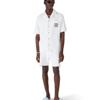 Weiße Monogram-Pool-Slides für Herren