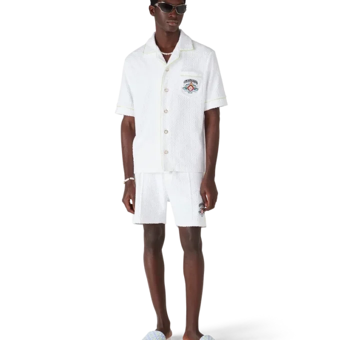 Weiße Monogram-Pool-Slides für Herren