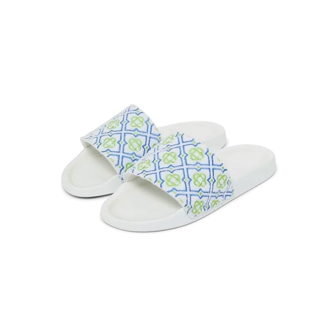 Weiße Monogram-Pool-Slides für Herren
