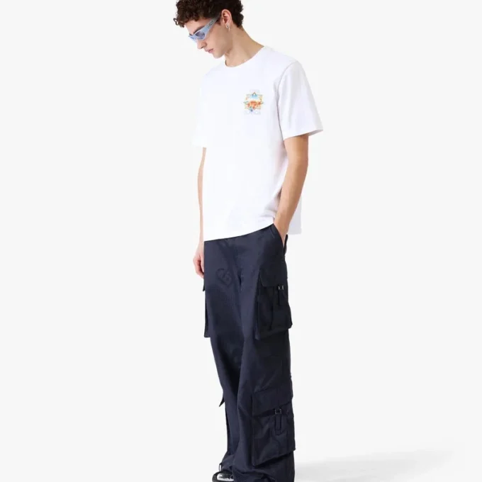 Weißes Flower Court Icon Kurzarm-T-Shirt