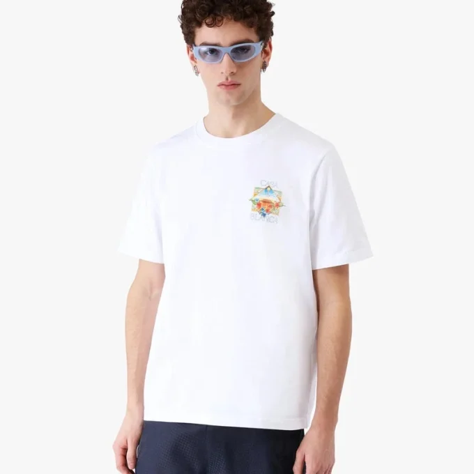 Weißes Flower Court Icon Kurzarm-T-Shirt