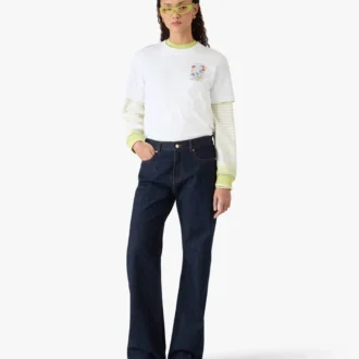 Weißes Graffiti-T-Shirt mit kurzen Ärmeln