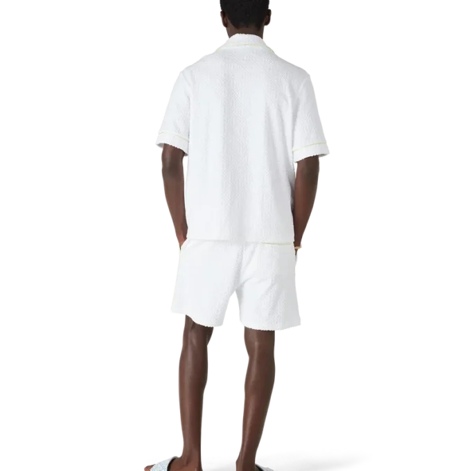 Weißes klassisches Frottee-Shirt mit kurzen Ärmeln