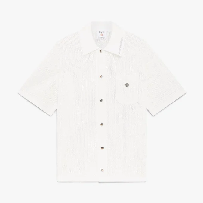 Weißes Kurzarm-Mesh-Shirt