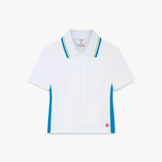 Weißes Piqué-Poloshirt mit Cut-outs