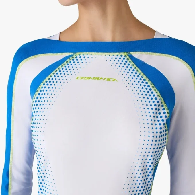 Weißes Stretch-Tennis-Maxikleid in Halbtönen