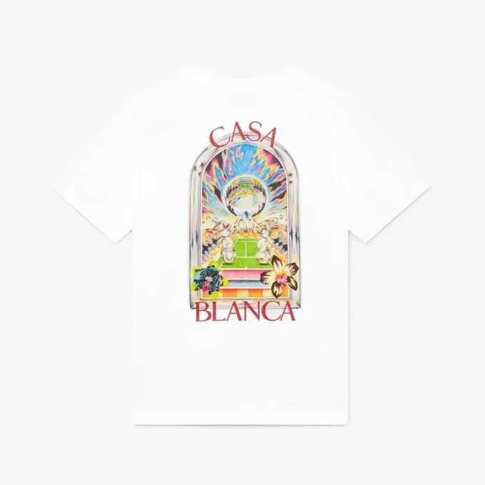 Weißes Tennis-Landschafts-T-Shirt mit kurzen Ärmeln